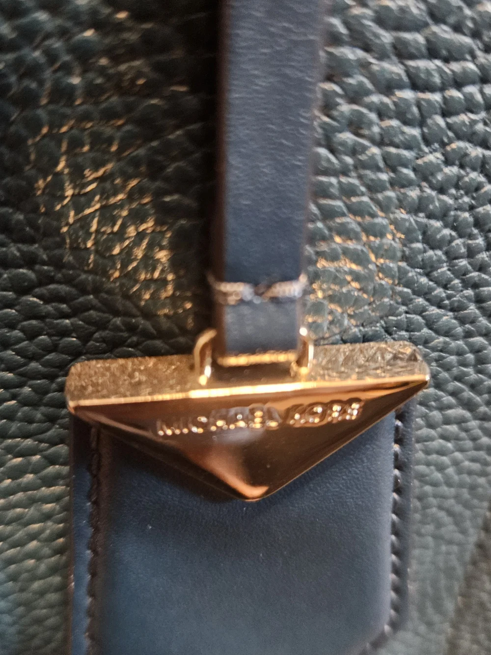 Michael Kors Teal Blue Pebbled Leather Tote with Wristlet